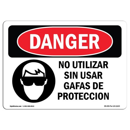 Signmission OSHA Sign, Do Not Operate W/O Glasses, 24in X 18in Plastic, 24" W, 18" H, Do Not Operate w/o Glasses OS-DS-P-1824-LS-1163